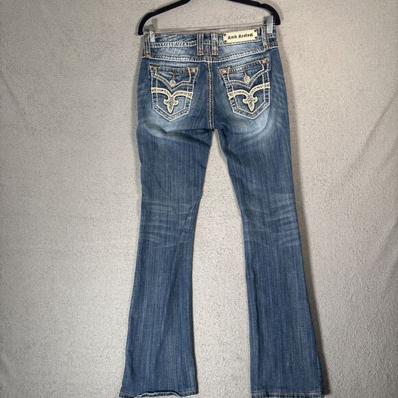 Rock Revival Jeans Women’s Size 29 Tricia 83 Boot Blue Denim Embellished Western - Picture 1 of 16